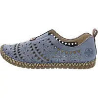 Rieker Chaussures M285212 M28 pour femmes, chaussures basses, mocassins, couleur bleue, pour le quotidien