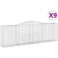 vidaXL Gabions avec arc surélevé 9 pcs. 400x50x120/140cm Fer galvanisé