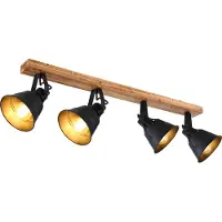 Globo Lighting Lampe de plafond de campagne Günther 4-noir clair avec bois