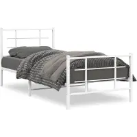 DKD Home Decor Cadre de lit avec tête et pied de lit en métal blanc 90x190 cm