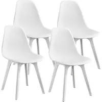 En.casa 4x Chaise design Blanc Salle à manger Chaise plastique Set scandinave []
