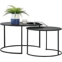 En.casa Set de tables basses Korenica Tables basses en set de 2 tables d'appoint Tables de salon Table de salon max. 20-20 kg Fer noir