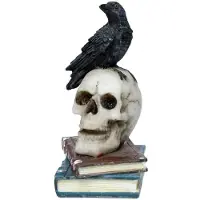 Puckator Krähe stehend uaf Totenkopf und Büchern Ornament