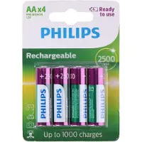 Philips Piles rechargeables , AA, 2500 mAh, NiMH, 4 pcs.