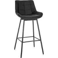 CLP Tabouret de bar pivotant Weston I Pivotant à 90 degrés I Structure métallique et repose-pieds,noir velours