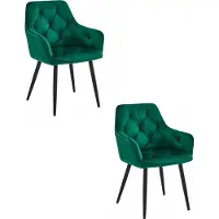 Leobert Chaise JORK - velours vert foncé / pieds noirs x 2