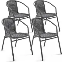 Oviala Lot 4 fauteuils de jardin aluminium et résine noir - Saint Germain