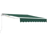 En.casa Store à bras articulé « Bitonto » 300 x 250 cm avec manivelle, structure en aluminium, vert foncé