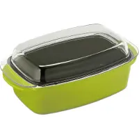 Relaxdays Grand plat de cuisson en aluminium de 5 litres avec couvercle vert transparent de - idéal pour le lave-vaisselle