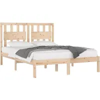 vidaXL Lit en bois massif pin 135x190 cm