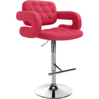 CLP Tabouret de bar Dublin en tissu, réglable en hauteur et pivotant ; couleur : rouge ; couleur du piètement : chrome