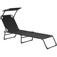 Casa.pro [] Chaise longue pliable 190cm noir avec toit Chaise longue relax acier