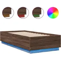 vidaXL Cadre de lit avec LED brun imitation chêne 90x200 cm Bois composite