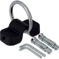 Relaxdays Ancrages muraux et au sol , pour vélos et motos, étrier de 10 mm, acier, plastique, ancrages de sécurité, noir/argent