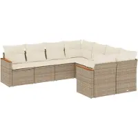 vidaXL Ensemble de jardin canapé 8 pièces avec coussins Beige Poly Rattan