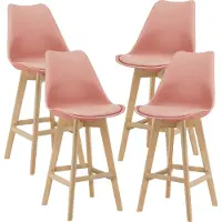 En.casa Tabouret de bar Lublin Set de 4 Chaise de bar avec dossier Tabouret de bistrot Set 4 Pièces Rembourré Rosé []