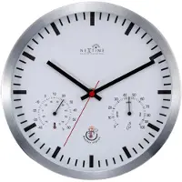 Nextime - 90513WI - Horloge Murale avec station météo - 25cm - argent - radio