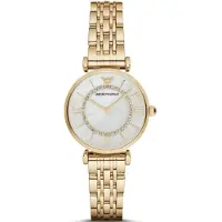 Emporio Armani Montre Emporio AR1907 pour femme – bracelet acier inoxydable doré et boîtier plaqué or PVD, mouvement quartz, élégance et précision