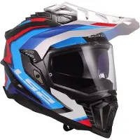 LS2 MX701 Explorer Carbon Frontier II, casque d aventure ,Noir/Bleu/Blanc/Rouge ,XL