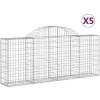 vidaXL Gabions avec arc surélevé 5 pcs. 200x30x80/100 cm Fer galvanisé