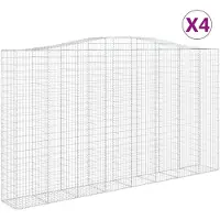vidaXL Gabions avec arc surélevé 4 pcs. 400x50x220/240cm Fer galvanisé