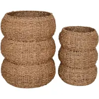 House Nordic Paniers ronds en gazon de mer Lot de 2 - Naturel