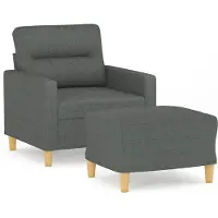 vidaXL Fauteuil avec pouf gris foncé 60 cm Tissu