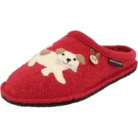 Haflinger Pantoufle femme feutre chien Flair Fido 313105, Taille:40 EU, Couleur:Rouge