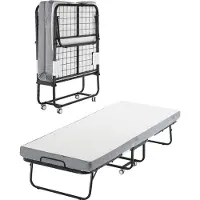 Vevor Lit pliant avec matelas de 10 cm avec matelas en mousse à mémoire de forme (190 x 81 cm), capacité de charge 136,1 kg Lit d'invité pour adultes