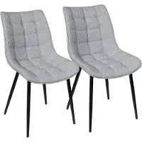 Happyment Chaises de salle à manger Luxe – Gris clair – Chaises avec accoudoirs – Chaises de salle à manger et de salon – Chaises baquets – Lin – Lot de 2