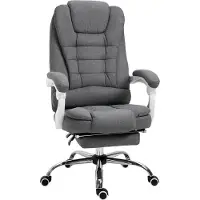 Vinsetto Chaise de bureau réglable en hauteur avec repose-pieds, aspect lin