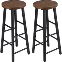 Happyment Tabouret de bar haut Lyon - Lot de 2 - Sans dossier - Hauteur 71cm - Marron foncé - Chaise de cuisine et de bar - MDF & métal