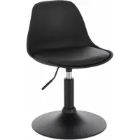 Happyment Mini tabouret de bar Diva noir - 1 pièce - Tabouret de bar rond - Tabouret de cuisine - Similicuir - Réglable en hauteur 37-49cm