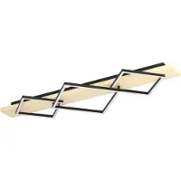 Eglo Plafonnier LED Boyal, plafonnier à 3 ampoules, lampe de salon en bois clair et métal noir, plafonnier, blanc chaud, 101 cm