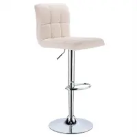 Happyment Tabouret de bar RioIndustriel - Crème - Avec dossier - Réglable en hauteur - Chaise de cuisine et de bar - Linnen