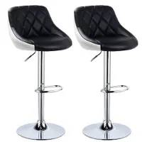 Happyment Tabourets de bar Nero – Avec dossier – Simili cuir – Lot de 2 – Réglables en hauteur de 60 à 82 cm – Tabourets de bar ergonomiques pour cuisine et comptoir – Noir