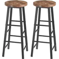 Happyment Tabouret de bar haut Maxi - Lot de 2 - Marron - 71 cm de hauteur d'assise - Sans dossier - Cuisine et bar - MDF et métal