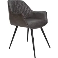 Happyment Chaises de salle à manger Gerio – Anthracite – Simili cuir – Pieds en métal – 1 pièce – Hauteur d'assise 49 cm