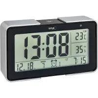 TFA-Dostmann TFA - Réveil radioguidé numérique avec différents sons de réveil MELODY 60.2540 - noir/argent blanc/champagne