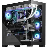 Darkflash Tech Boîtier PC Mid-Tower ATX avec Ventilateurs PWM ARGB Préinstallés (ATX), Boîtier PC, Noir