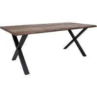 Ebuy24 Tony Table de salle à manger avec 95x200 cm de bord ondulé, chêne fumé, pieds noirs.