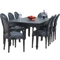 Ebuy24 Amaretta Ensemble de salle à manger 100x180/280, 2 extensions inclues, noirs m 2+6 chaises rococo vintage noir/noir.
