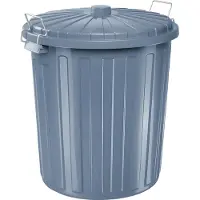 Helit Corbeille avec couvercle, gris, 73 litres plastique opaque & mat, 2 arceaux métalliques pour - 1 pièce (H2405883)