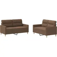 vidaXL Ensemble de canapés 2 pièces avec coussins Tissu brun