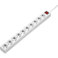 Hama Multiprise, 10 prises, interrupteur à 2 poles., blanche, 3 m