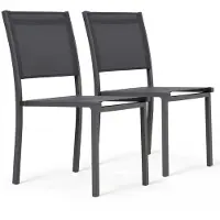 Oviala Lot de 2 chaises de jardin aluminium et textilène gris - Nice