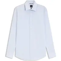 BOSS Chemise Slim Fit en popeline de coton mélangé à rayures