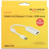 DeLOCK Mini DisplayPort — HDMI (Typ A), Adaptateur vidéo, Blanc