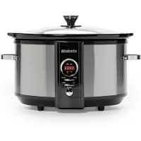 Brabantia BBEK1083 Slowcooker - 6,5 litres - 320 Watt - Fonction maintien au chaud - Lèchefrite intérieure en céramique - Acier inoxydable