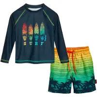 Playshoes Protection UV 'Surf' marine / vert / vert clair / orange